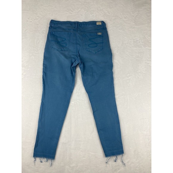 Seven 7 Womens‎ Mid Rise Ankle Skinny Blue Jeans Raw Hem Size 14 - Picture 11 of 16